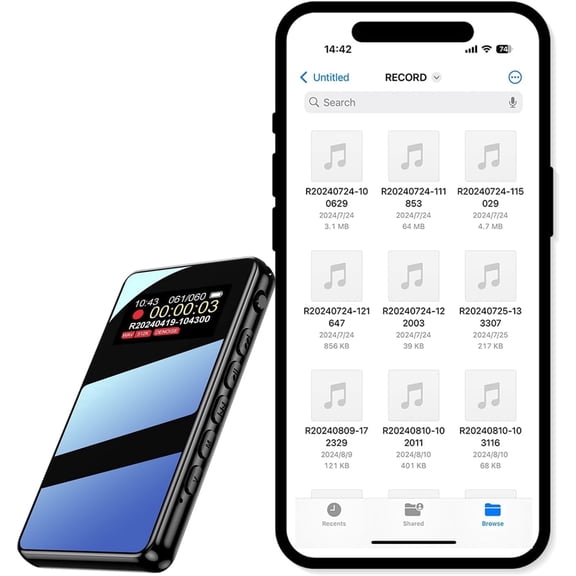 128GB Voice Activated Recorder with AI-Intelligent Triple Noise Reduction 9088 Hour Digital Voice Activated Recording Device Audio Recorder with Screen/Playback for Lectures Meetings Interviews Class
