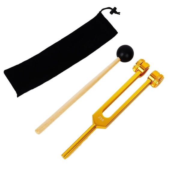 128Hz 256Hz Tuning Fork Set for Sound Therapy, Meditation, Stress Relief, Gold/Silver