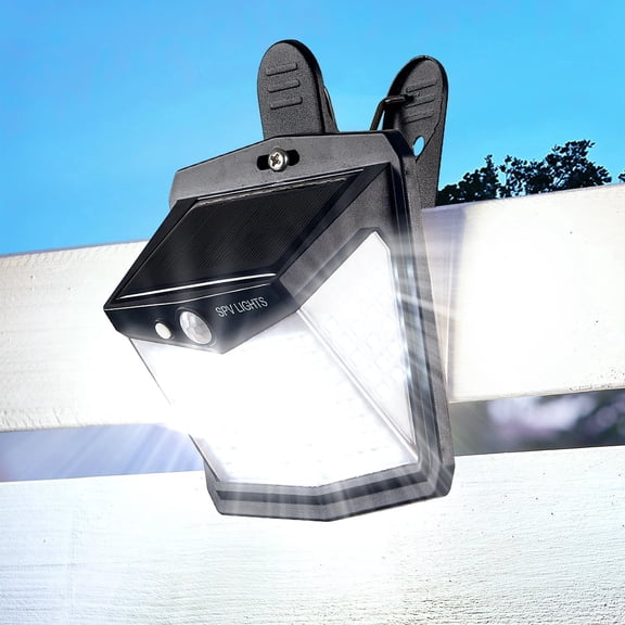 128LED Clip on Solar Lights Outdoor, 270° Motion Sensor 600LM Waterproof Fence Light, 3 Lighting Modes for Deck Gutter Camping (1 Pack)