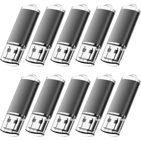 128MB USB Flash Drive 10 Pack,USB 2.0 Sticks Bulk Thumb Drives Memory Stick Jump Drive with LED Indicator for Storage and Backup (128MB10 Pack Black)
