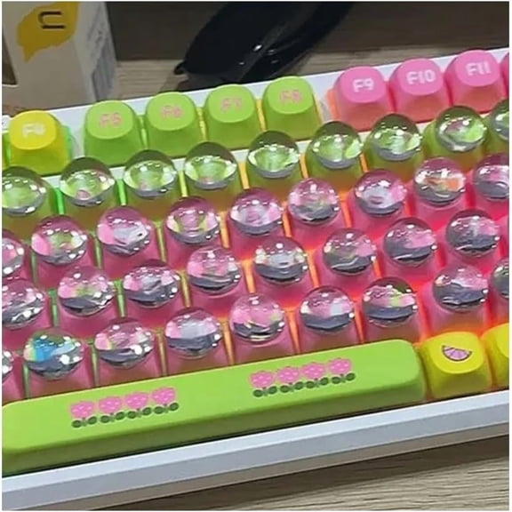 128PCS Raised Keyboard Stickers for Long Nails, Clear Silicone Keycap Bubbles with Cleaning Brush, Reusable Nail-Safe Typing Keyboard Covers for Laptop, PC, Gaming Keyboards