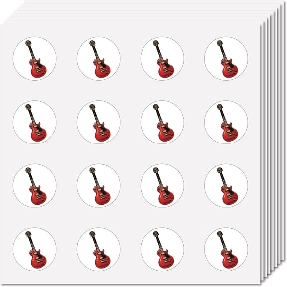 128Pcs 2.5cm Small Guitar Stickers Musical Instrument Decals Round Circle Music Vinyl Waterproof Cartoon Sticker Decoration
