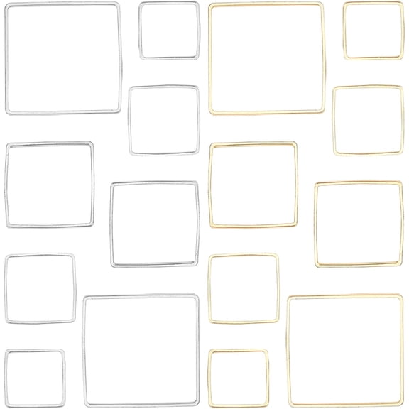 128Pcs 4 Sizes Square Linking Rings Brass Hollow Geometric Frames Open Bezel Charms Earring Finding Connector Links for DIY Crafts Earring Necklace Resin Making Sliver Golden Colorful DIY