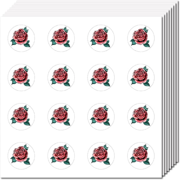 128Pcs 8 Sheets Roses Stickers Flower Sticker Plastic Waterproof Self-Adhesive Plant Decals Planner Stickers for Scrapbooking Envelope Helmet Laptop Supplies DIY Crafts Decoration 0.98Inch