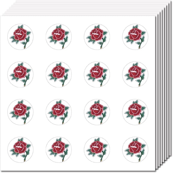 128Pcs 8 Sheets Small Red Rose Stickers Flower Sticker Self-Adhesive Waterproof Plant Plastic Decoration Decals Planner Stickers