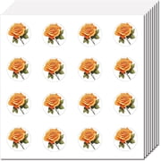 128Pcs 8 Sheets Yellow Roses Stickers Flower Planner Sticker Waterproof Self-Adhesive Plastic Decals Vintage Stickers for Scrapbooking Envelope Helmet Supplies DIY Phone Crafts 0.98Inch 1set