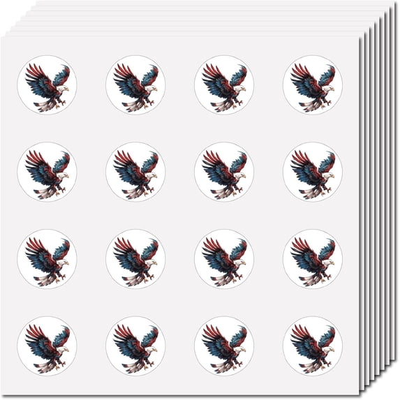 128Pcs Bald Eagle Stickers Small Round Decal Self-Adhesive Waterproof Planner Sticker Bulk Stickers