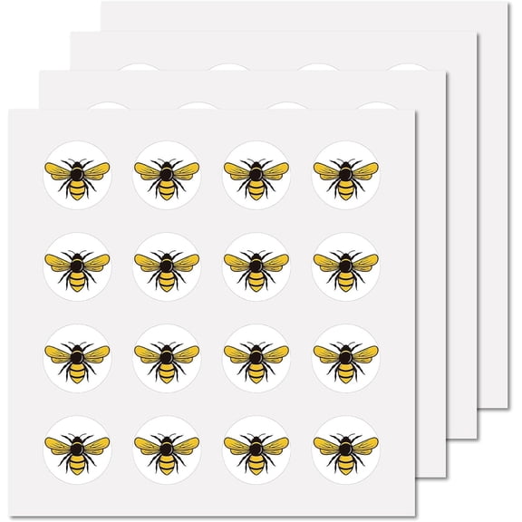 128Pcs Bee Planner Stickers Cartoon Vinyl Decal Self-Adhesive Waterproof Sticker Round Bulk Yellow Stickers for DIY Making