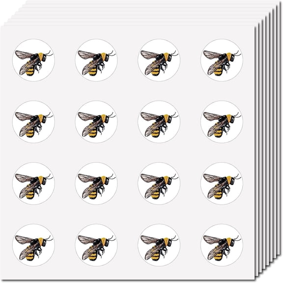 128Pcs Bee Stickers Insect Vinyl Decal Self-Adhesive Waterproof Sticker Round Bulk Honey Cartoon Stickers