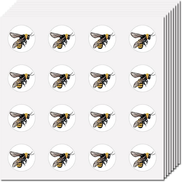 128Pcs Bee Stickers Insect Vinyl Decal Self-Adhesive Waterproof Sticker Round Bulk Honey Cartoon Stickers for Water Bottles Laptop Luggage Cup Computer Diary Skateboard 2.5x2.5cm