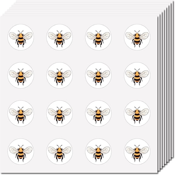 128Pcs Bees Stickers Helmet Sticker Decals Self-Adhesive Waterproof Sticker Round Cartoon Decal Bulk Stickers for Scrapbooking Water Bottles Laptop Luggage Cup Diary Skateboard 2.5cm diy