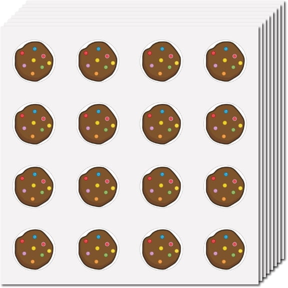128Pcs Brown Biscuit Stickers Planner Stickers Waterproof Circle Vinyl Decals for Packaging Cookie Bags one Water Bottle Laptop Scrapbook Refrigerator Marking Dot Tags 0.98In Mixed Color