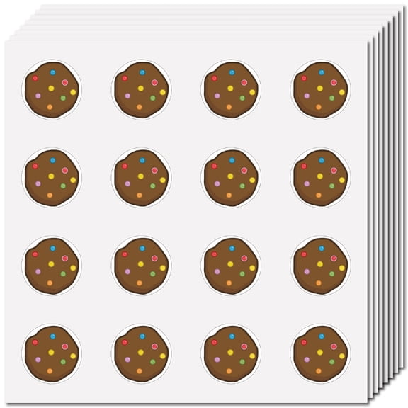 128Pcs Brown Biscuit Stickers Planner Stickers Waterproof Circle Vinyl Decals for Packaging Cookie Bags one Water Bottle Laptop