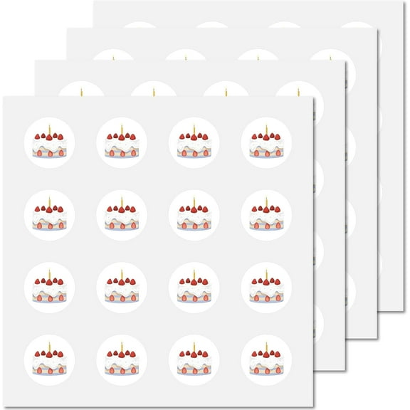 128Pcs Cake Stickers Helmet Birthday Reminder Sticker Decals Self-Adhesive Waterproof Sticker Round Dot Cartoon Decal Bulk Stickers