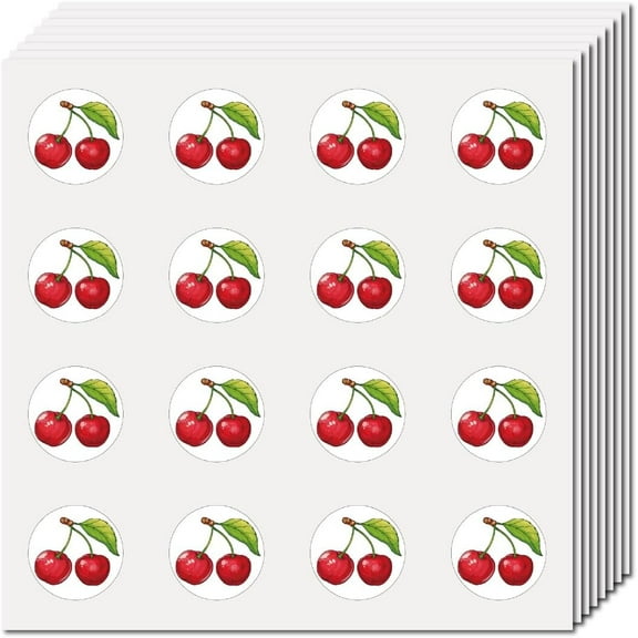 128Pcs Cherry Stickers Fruit Plastic Decal Self-Adhesive Waterproof Sticker Small Red Round Dot Bulk Cartoon Stickers for Art Craft Students Planner Classroom Water Bottle 2.5x2.5cm diy