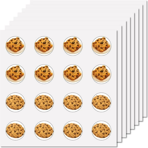 128Pcs Chocolate Chip Cookie Planner Stickers Biscuit Helmet Sticker Decals Self-Adhesive Waterproof Sticker Round Dot Decal Bulk Stickers for Scrapbooking Calendar Water Bottles Cup 2.5cm