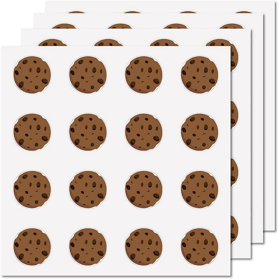 128Pcs Chocolate Chip Cookie Stickers Cookie Monster Stickers Waterproof Round Label Stickers
