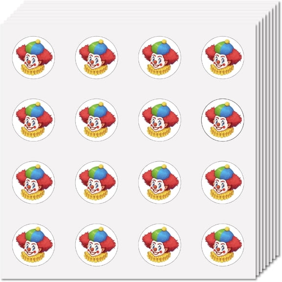 128Pcs Clown Stickers Small Round Dot Decal Self-Adhesive Waterproof Planner Sticker Bulk Scrapbooking Stickers for DIY Making