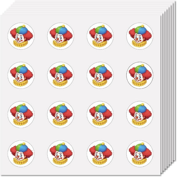 128Pcs Clown Stickers Small Round Dot Decal Self-Adhesive Waterproof Planner Sticker Bulk Scrapbooking Stickers