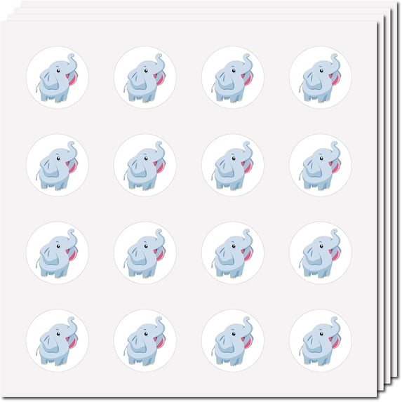 128Pcs Elephant Stickers Animal Decal Self-Adhesive Waterproof Sticker Round Bulk Cartoon Stickers for Water Bottle Laptop Luggage Cup Computer Mobile Phone Diary Skateboard 2.5x2.5cm