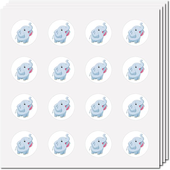128Pcs Elephant Stickers Animal Decal Self-Adhesive Waterproof Sticker Round Bulk Cartoon Stickers for Water Bottle Laptop Luggage Cup Computer Mobile Phone Diary Skateboard 2.5x2.5cm