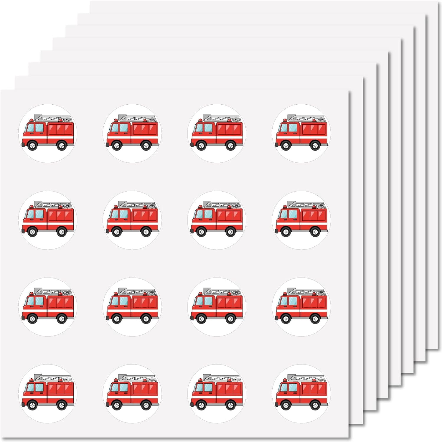 128Pcs Fire Engine Sticker Self-Adhesive Rescue Vehicle Decals Cartoon ...