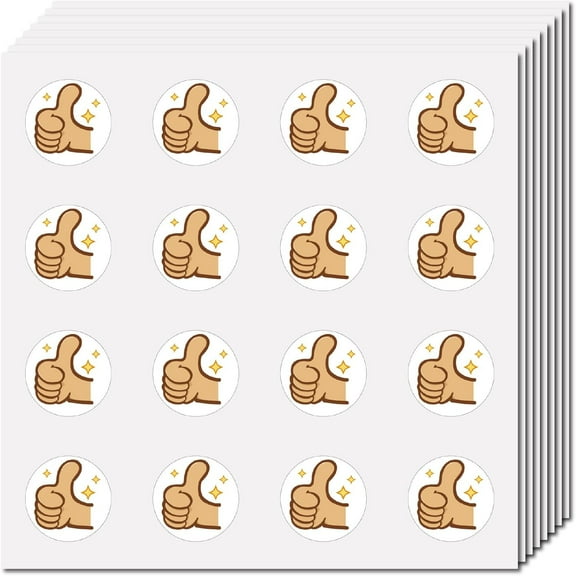 128Pcs Give The Thumbs-Up Small Stickers Decal Self-Adhesive Plastic Thumbs UP Sticker Round Bulk Dot Reward Stickers