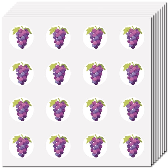 128Pcs Grape Stickers for Scrapbooking Small Fruit Decal Self-Adhesive Waterproof Sticker Round Bulk Purple Stickers for Water Bottles Crafts Laptop