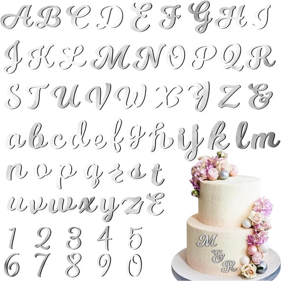 128Pcs Happy Birthday Cake Toppers Acrylic Silver Alphabet Number Cake Topper Mirror Alphanumeric DIY Cupcake Candles Decoration for Men Women Wedding Anniversary Birthday Party Supplies for DIY