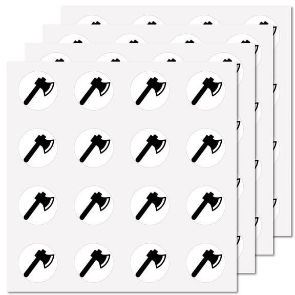 128Pcs Hatchet Stickers Tool Helmet Sticker Decal Self-Adhesive Waterproof Sticker Round Award Decals Bulk Stickers 2.5cm