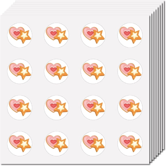 128Pcs Heart Shape Cookie Stickers Planner Stickers Waterproof Circle Vinyl Decals for DIY Making