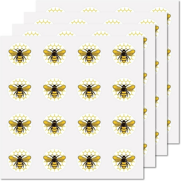128Pcs Honey Bee Stickers Insect Decal Self-Adhesive Waterproof Sticker Plastic Round Bulk Cartoon Planner Stickers for Water Bottles Laptop Luggage Cup Computer Diary 2.5x2.5cm