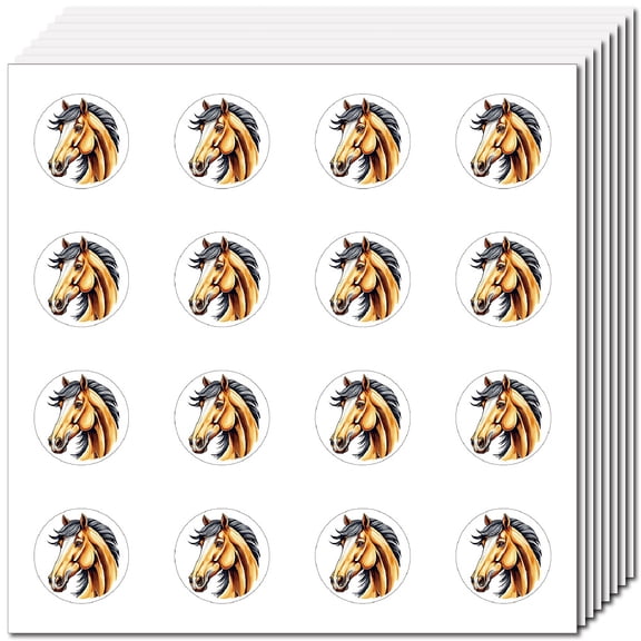 128Pcs Horse Sticker Sheets Bulk Mini Horse Decals Waterproof Plastic 1 Inch Small Round Dots Circle Animal Planner Stickers Peel And Stick