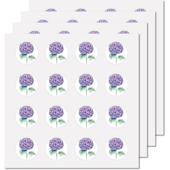 128Pcs Hydrangea Planner Sticker Self-Adhesive Flowers Decals Mini Waterproof Vinyl Stickers Round Pastel Bulk Stickers for Scrapbooking Wedding Invitation Spring Decoration Gift 2.5x2.5cm