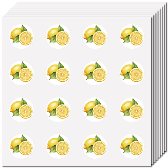 128Pcs Lemon Stickers Fruits Planner Sticker Self-Adhesive Waterproof Round Dot Cartoon Decal Bulk Tags for Scrapbooking Crafting