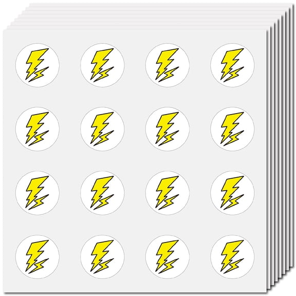 128Pcs Lightning Bolt Stickers Small Round Dot Decal Self-Adhesive Waterproof Sticker Bulk Yellow Scrapbooking f2.5cm