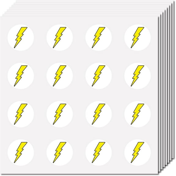 128Pcs Lightning Stickers for Scrapbooking Small Lightning Bolt Decal Yellow Bulk Sticker Self-Adhesive Waterproof Round Dot Stickers for Helmet Student Planner Water Bottle 2.5x2.5cm