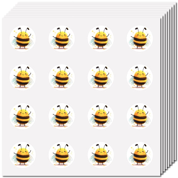 128Pcs Mini Bee Decals Teacher Reward Stickers 1 Inch Vinyl Plastic Waterproof Removable Adhesive Cute Cartoon Picture StickerDIY