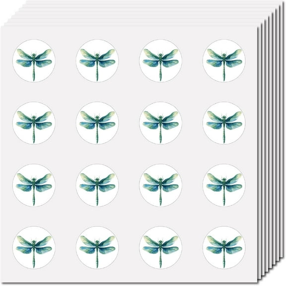 128Pcs Mini Dragonfly Stickers Peel and Stick 1 Inch Small Round Insect Vinyl Plastic Waterproof Adhesive Teacher Reward Sticker