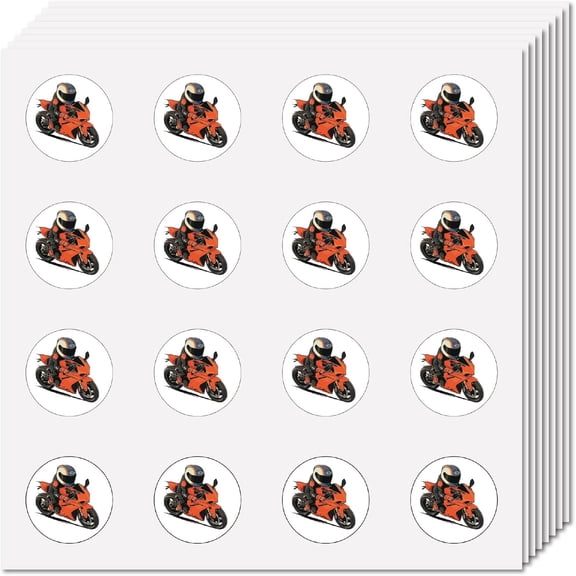 128Pcs Motorbike Sticker Small Motorcycle Decal 2.5cm Round Dot Cartoon Vinyl Plastic Waterproof Scrapbooking Planner Stickers