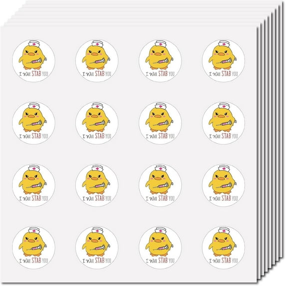 128Pcs Nurse Stickers for DIY Scrapbooking Plastic Labels Decal Self-Adhesive Waterproof Sticker Round Bulk Tags Stickers Perfect for DIY Water Bottles Laptop Nurse Gifts 2.5cm-I Will Stab You
