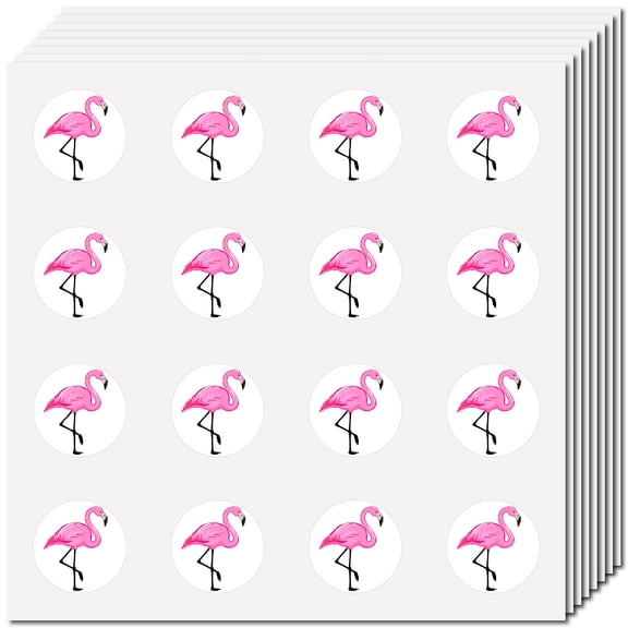 128Pcs Pink Flamingo Stickers