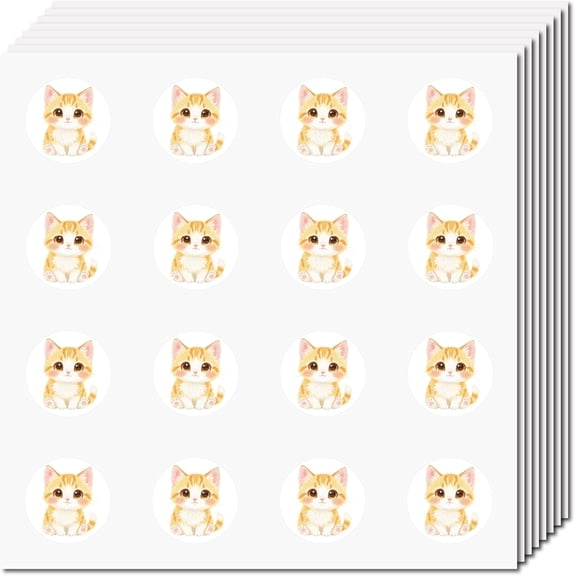 128Pcs Planner Stickers Cat Stickers Waterproof Circle Vinyl Decals Sticky Dot Tags for DIY