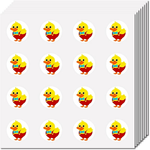 128Pcs Planner Stickers Yellow Duck Stickers Waterproof Circle Vinyl Decals Sticky Dot Tags