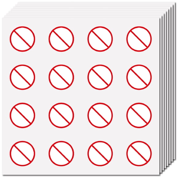128Pcs Prohibit Small Stickers International Instruction Warning Labels Decal Self-Adhesive Waterproof Plastic Sticker Round Bulk Dot Stickers for