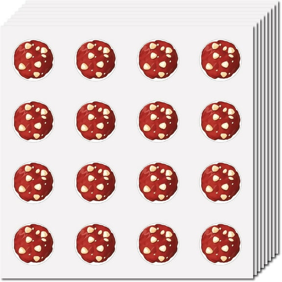 128Pcs Red Cookie Stickers Biscuit Planner Stickers Waterproof Circle Vinyl Decals for Packaging Cookie Bags Phone Water Bottle Laptop Scrapbook Refrigerator Marking Dot Tags 0.98In colorful