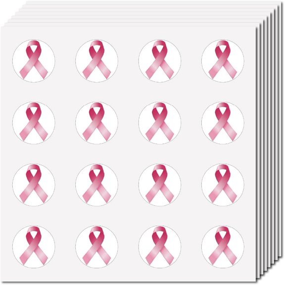 128Pcs Red Ribbon Stickers for Heart Awareness Fundraising Plastic Decal Self-Adhesive Waterproof Sticker Round Bulk Perfect for Events Support Groups Water Bottles 2.5x2.5cm