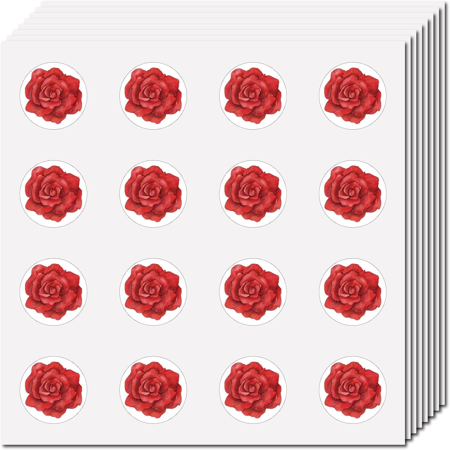 Round Sticker Rose 128Pcs Red Roses Stickers Helmet Sticker Decals Self-Adhesive ...