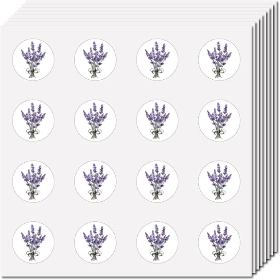 128Pcs Round Lavender Stickers Small Purple Flower Decals 0.98" Self-Adhesive Waterproof Vinyl Circle Dot Labels for Laptop Album Mobile Phone Luggage Books Scrapbooking Planner Diary Colorful