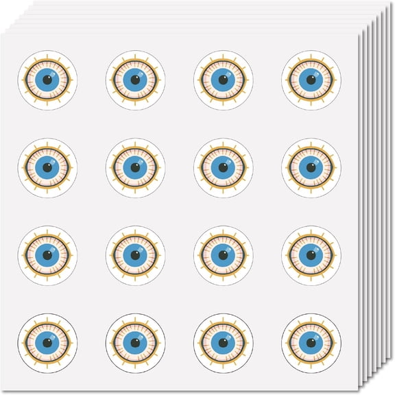 128Pcs Stickers for Scrapbooking Blue Eyes Small Decal Self-Adhesive Waterproof Sticker Round Dot Bulk Stickers for Water Bottles Crafts Laptop Luggage Cup Diary 2.5x2.5cm